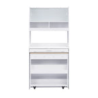 Multifunctional Cupboard Buffet with Storage Shelf,Side Hooks,Hutch and Foldable Dining Table