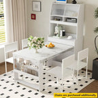 Multifunctional Cupboard Buffet with Storage Shelf,Side Hooks,Hutch and Foldable Dining Table