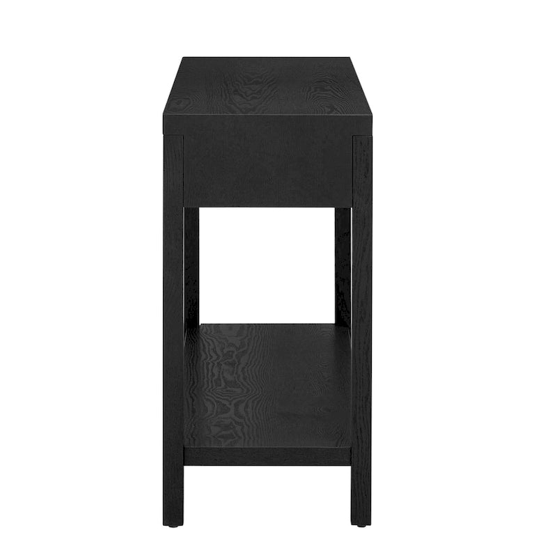 51.3 MDF Classic Stripe Console Table - Ash Veneer & Fir Wood Legs with 2 Drawers
