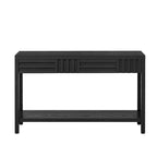51.3 MDF Classic Stripe Console Table - Ash Veneer & Fir Wood Legs with 2 Drawers