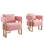 Pink 24.41 Upholstered Accent Chair with Gold Legs (Set of 2)