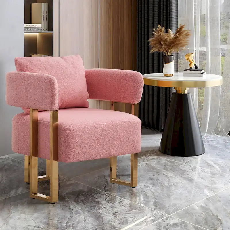 Pink 24.41 Upholstered Accent Chair with Gold Legs (Set of 2)