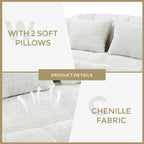 Beige 59.05 Chenille High Back Loveseat Chaise Lounge Chair