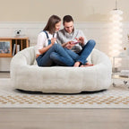 Beige 59.05 Chenille High Back Loveseat Chaise Lounge Chair