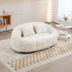 Beige 59.05 Chenille High Back Loveseat Chaise Lounge Chair