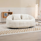 Beige 59.05 Chenille High Back Loveseat Chaise Lounge Chair
