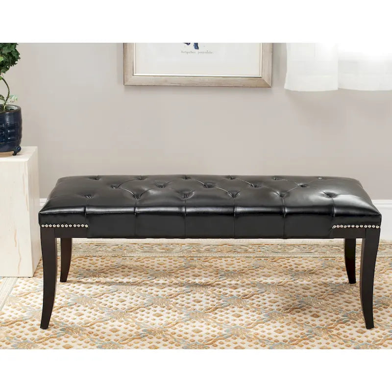 Cream Tufted Nailhead Bench - 48Wx20Dx19H