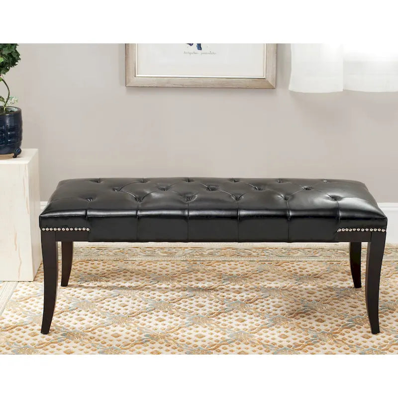 Cream Tufted Nailhead Bench - 48Wx20Dx19H