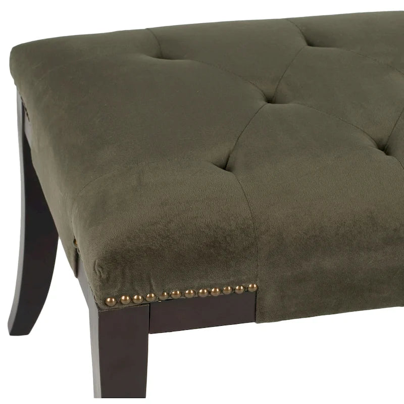 Cream Tufted Nailhead Bench - 48Wx20Dx19H