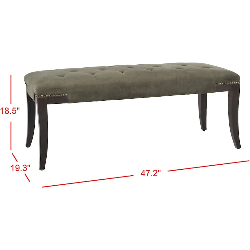 Cream Tufted Nailhead Bench - 48Wx20Dx19H