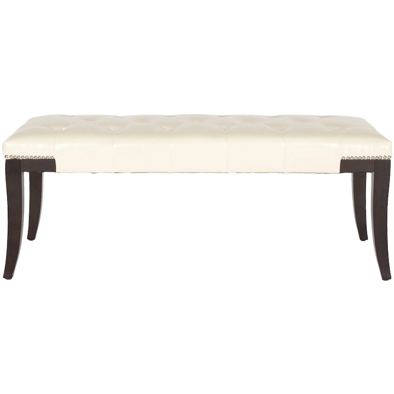 Cream Tufted Nailhead Bench - 48Wx20Dx19H