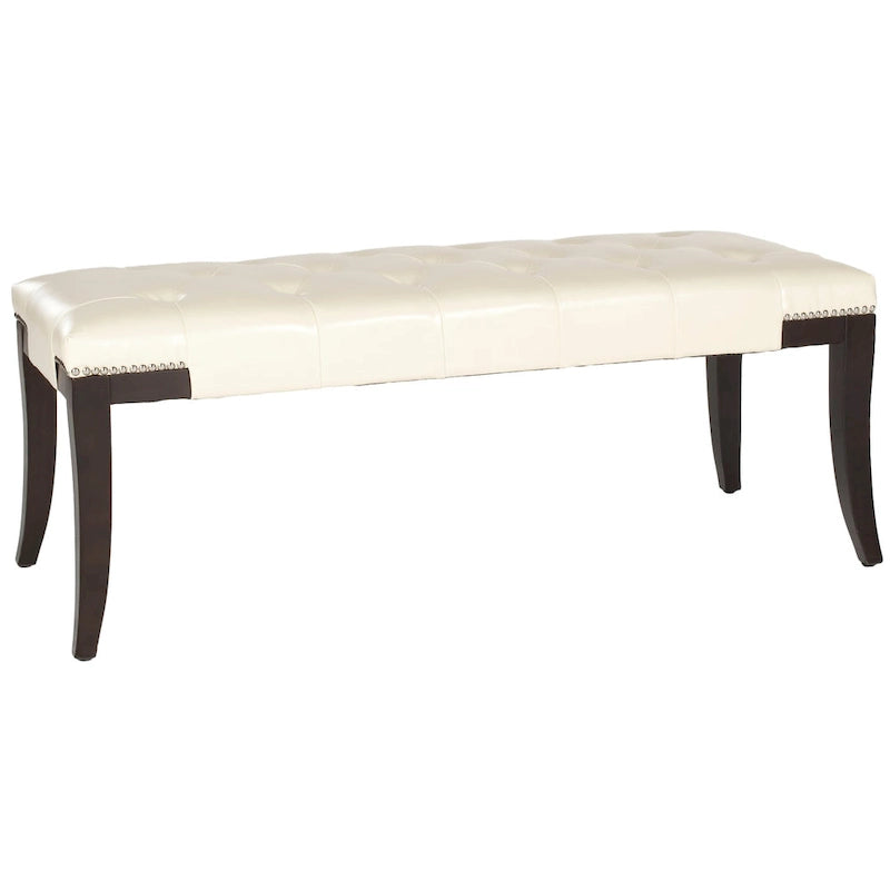 Cream Tufted Nailhead Bench - 48Wx20Dx19H