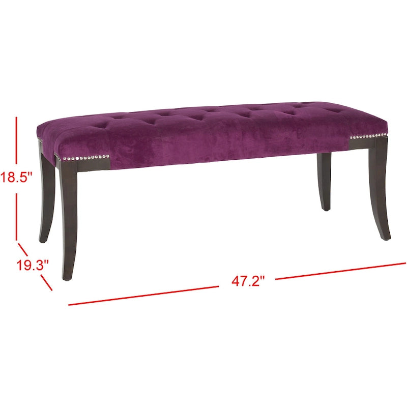 Cream Tufted Nailhead Bench - 48Wx20Dx19H