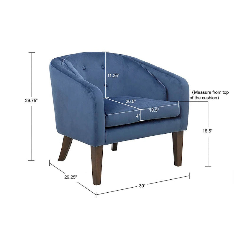Cora Blue Upholstered Tufted Mid-Century Accent Chair