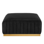 Channel Tufted Performance Velvet Ottoman