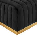 Channel Tufted Performance Velvet Ottoman