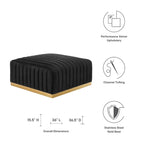 Channel Tufted Performance Velvet Ottoman