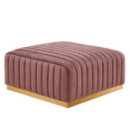 Channel Tufted Performance Velvet Ottoman