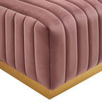 Channel Tufted Performance Velvet Ottoman