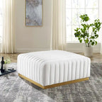 Channel Tufted Performance Velvet Ottoman