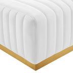 Channel Tufted Performance Velvet Ottoman
