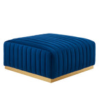 Channel Tufted Performance Velvet Ottoman