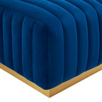 Channel Tufted Performance Velvet Ottoman
