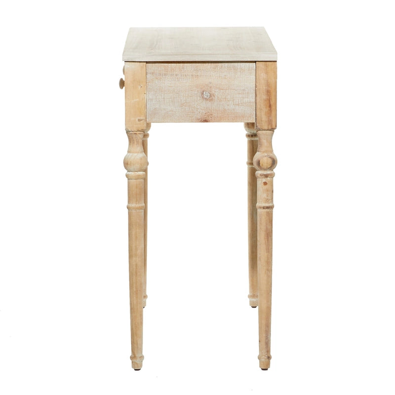 Wood Floral Intricately Carved 2 Drawers Console Table - Brown - 16W x 36L x 33H