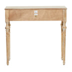 Wood Floral Intricately Carved 2 Drawers Console Table - Brown - 16W x 36L x 33H
