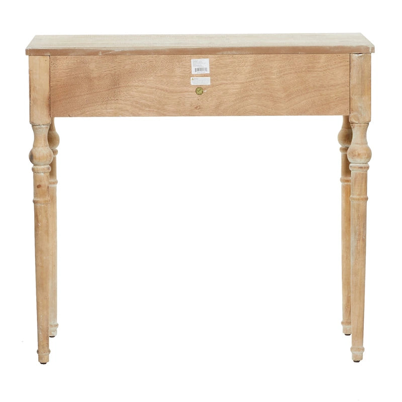 Wood Floral Intricately Carved 2 Drawers Console Table - Brown - 16W x 36L x 33H