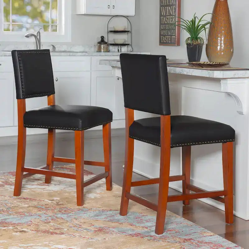 Linon Durlesti 24-inch Black Faux Leather Counter Stool