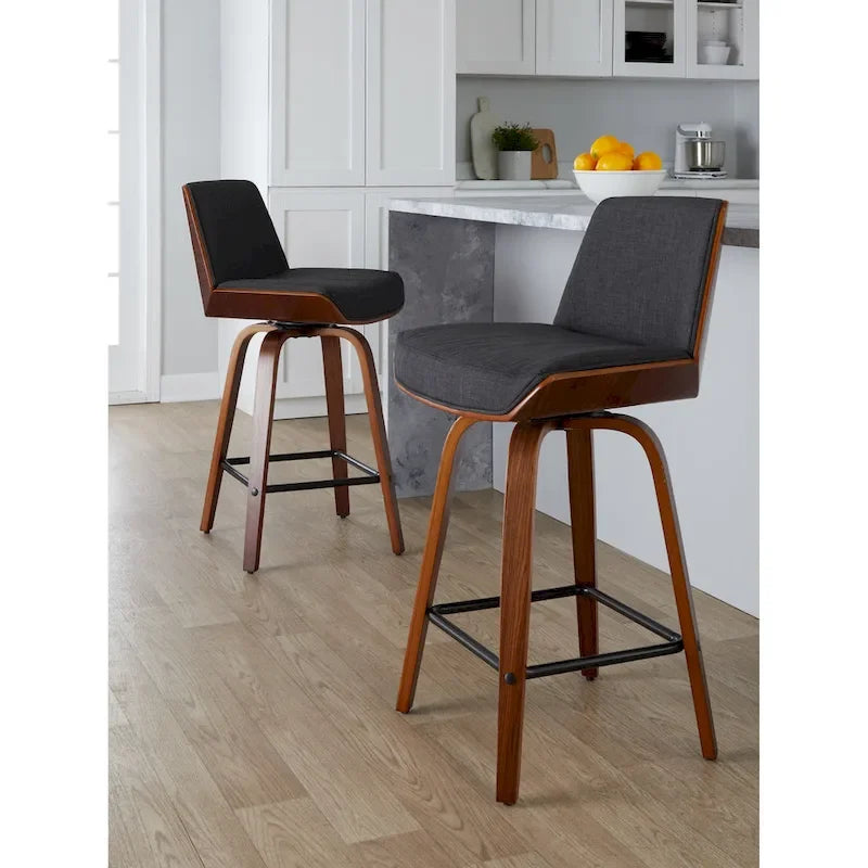Carson Carrington Clemens 24 Fixed-Height Counter Stool with Bent Wood Legs & Square Footrest (Set of 2)