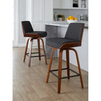 Carson Carrington Clemens 24 Fixed-Height Counter Stool with Bent Wood Legs & Square Footrest (Set of 2)