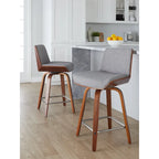 24 Fixed-Height Counter Stool with Bent Wood Legs & Square Footrest (Set of 2)