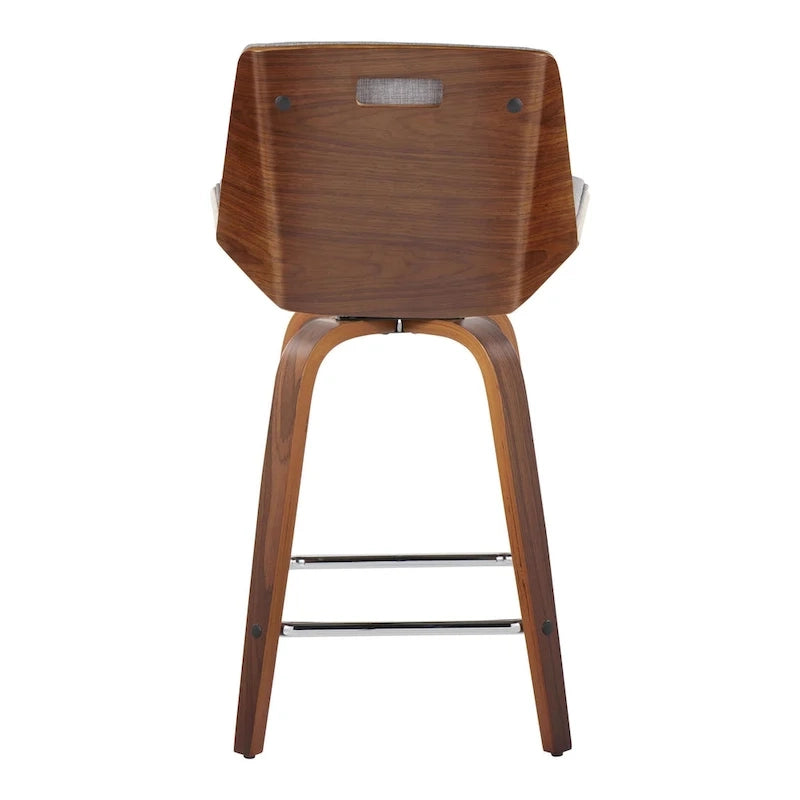 24 Fixed-Height Counter Stool with Bent Wood Legs & Square Footrest (Set of 2)