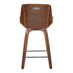 24 Fixed-Height Counter Stool with Bent Wood Legs & Square Footrest (Set of 2)