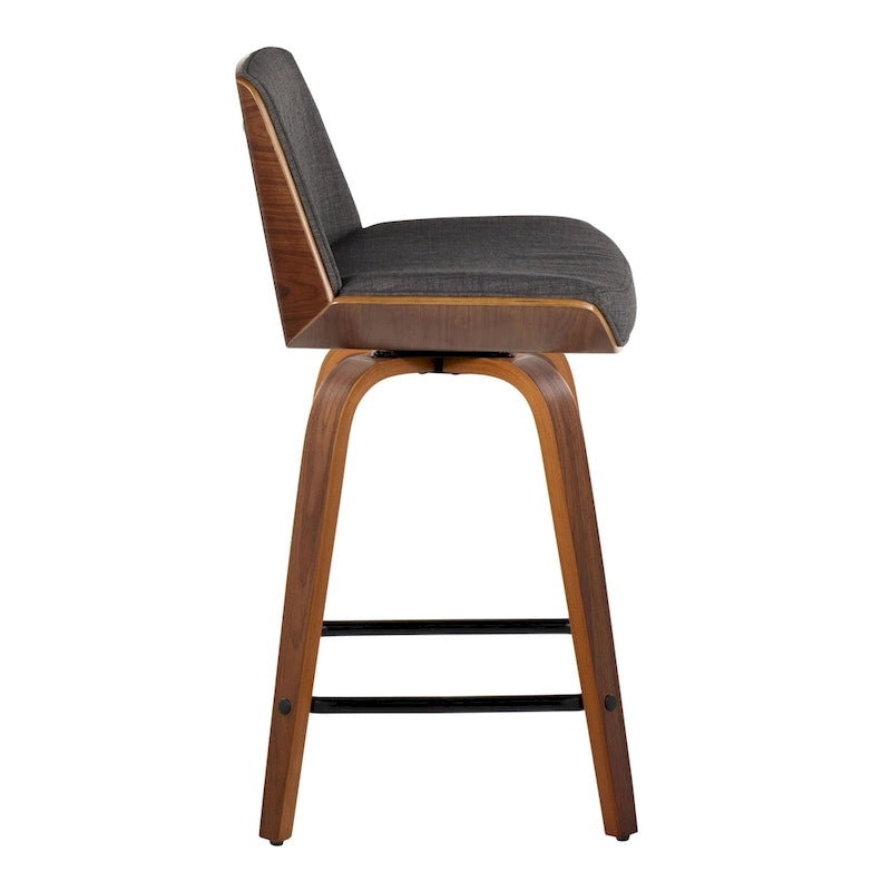 24 Fixed-Height Counter Stool with Bent Wood Legs & Square Footrest (Set of 2)