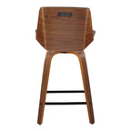 24 Fixed-Height Counter Stool with Bent Wood Legs & Square Footrest (Set of 2)