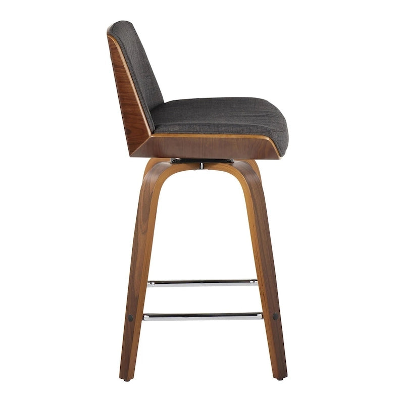 24 Fixed-Height Counter Stool with Bent Wood Legs & Square Footrest (Set of 2)