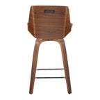 24 Fixed-Height Counter Stool with Bent Wood Legs & Square Footrest (Set of 2)