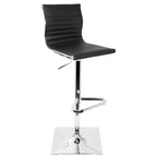 Contemporary Adjustable Bar Stool in Faux Leather - N/A