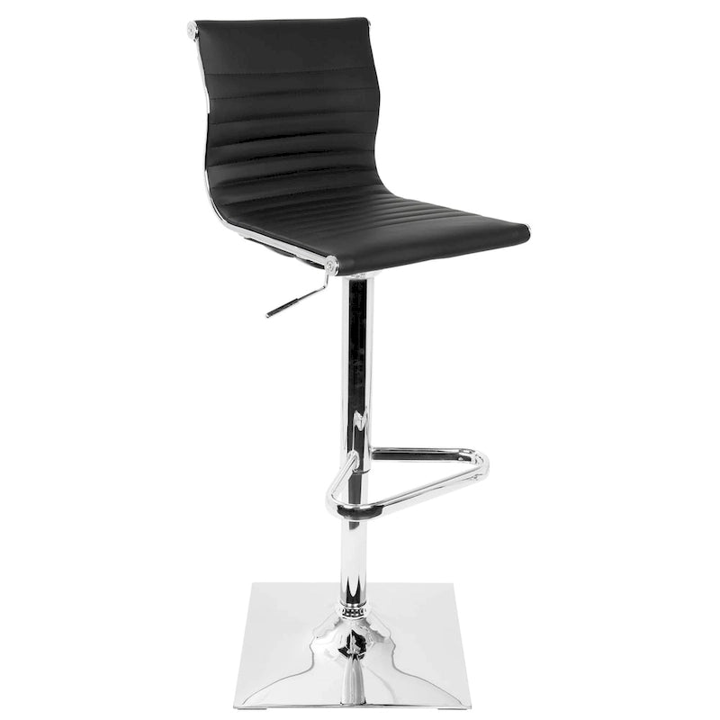 Contemporary Adjustable Bar Stool in Faux Leather - N/A