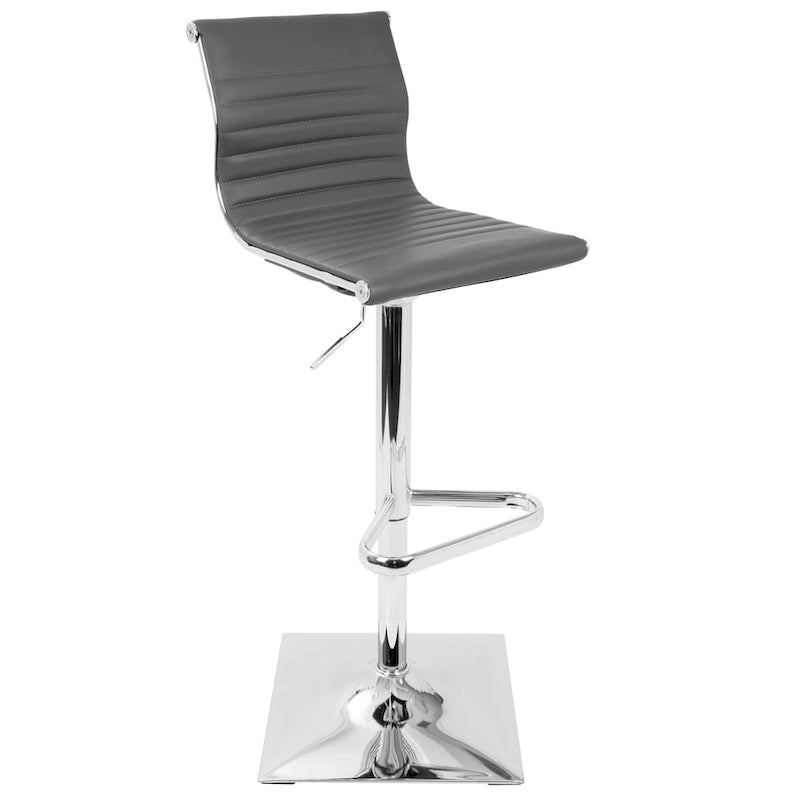Contemporary Adjustable Bar Stool in Faux Leather - N/A