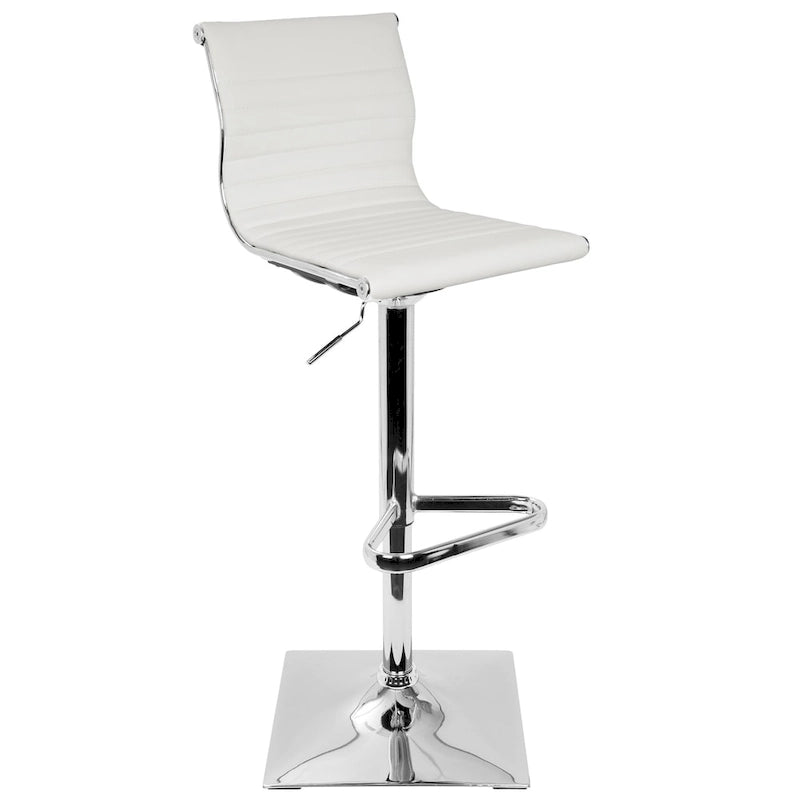Contemporary Adjustable Bar Stool in Faux Leather - N/A