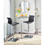 Contemporary Adjustable Bar Stool in Faux Leather - N/A