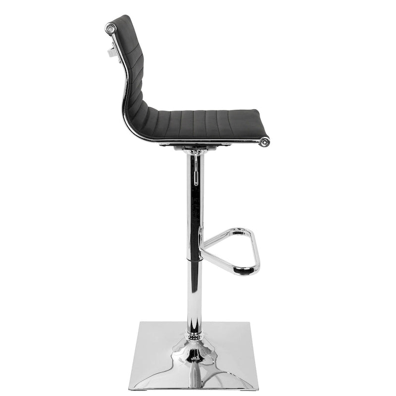 Contemporary Adjustable Bar Stool in Faux Leather - N/A