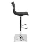 Contemporary Adjustable Bar Stool in Faux Leather - N/A