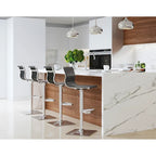 Contemporary Adjustable Bar Stool in Faux Leather - N/A