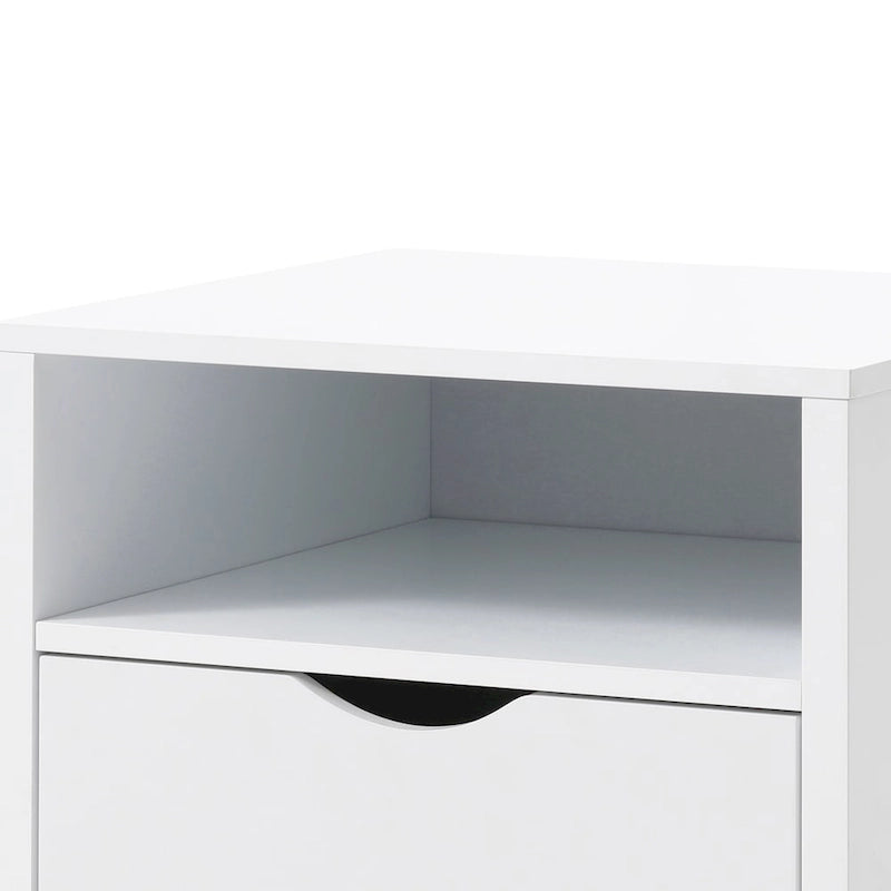 Mid-Century Modern Night Stand End Table White Wood Bedside Table