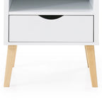 Mid-Century Modern Night Stand End Table White Wood Bedside Table